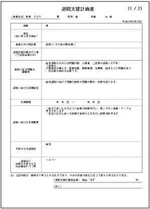 高齢者退院支援・退院支援計画書